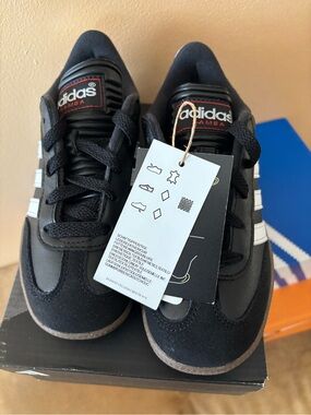 adidas Kids Samba Sneakers in Black with White Stripes
